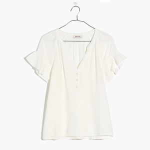Madewell Lightspun Flutter Sleeve Henley in White